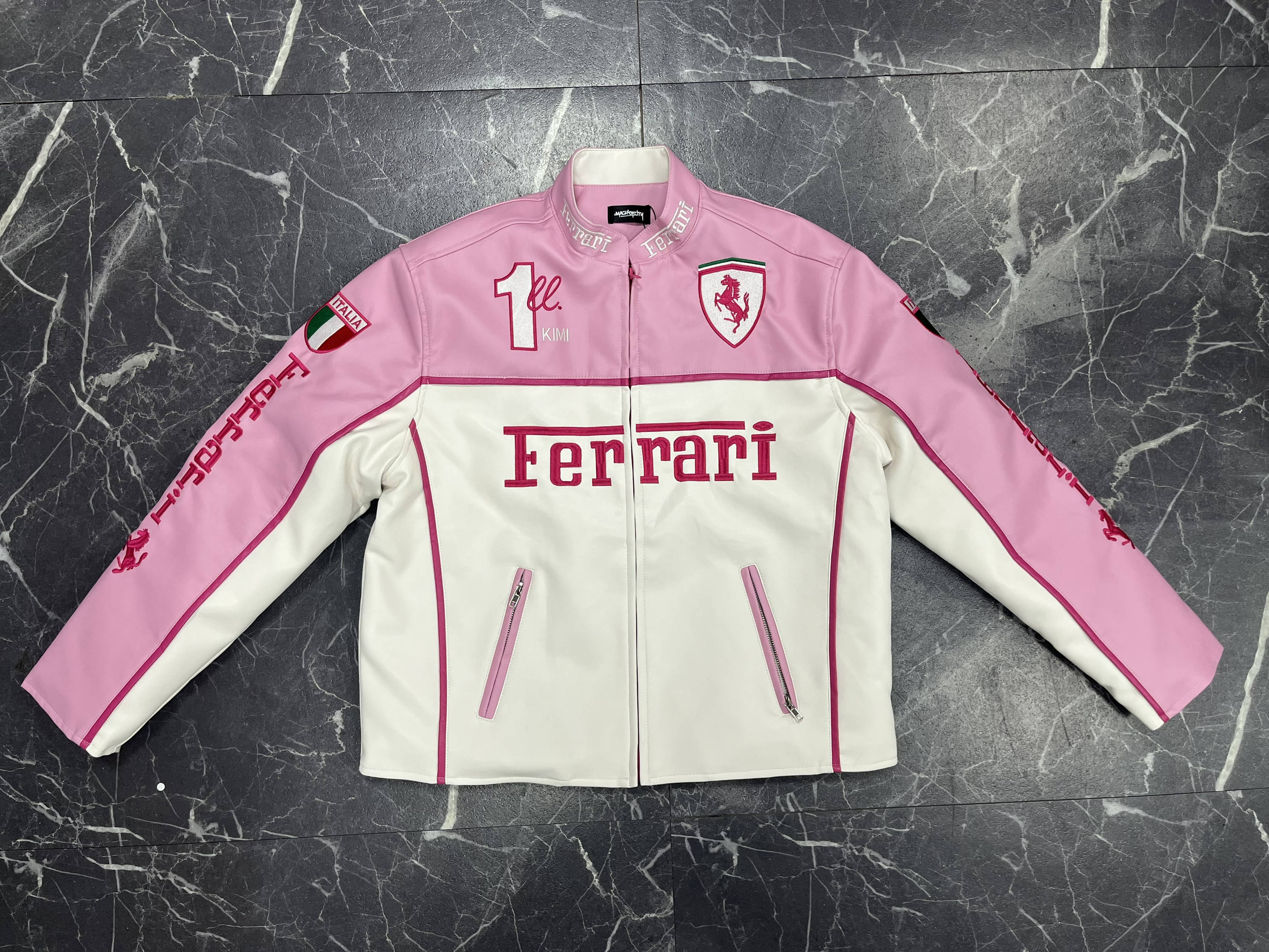Pink Leather Vintage Ferrari Jacket F1