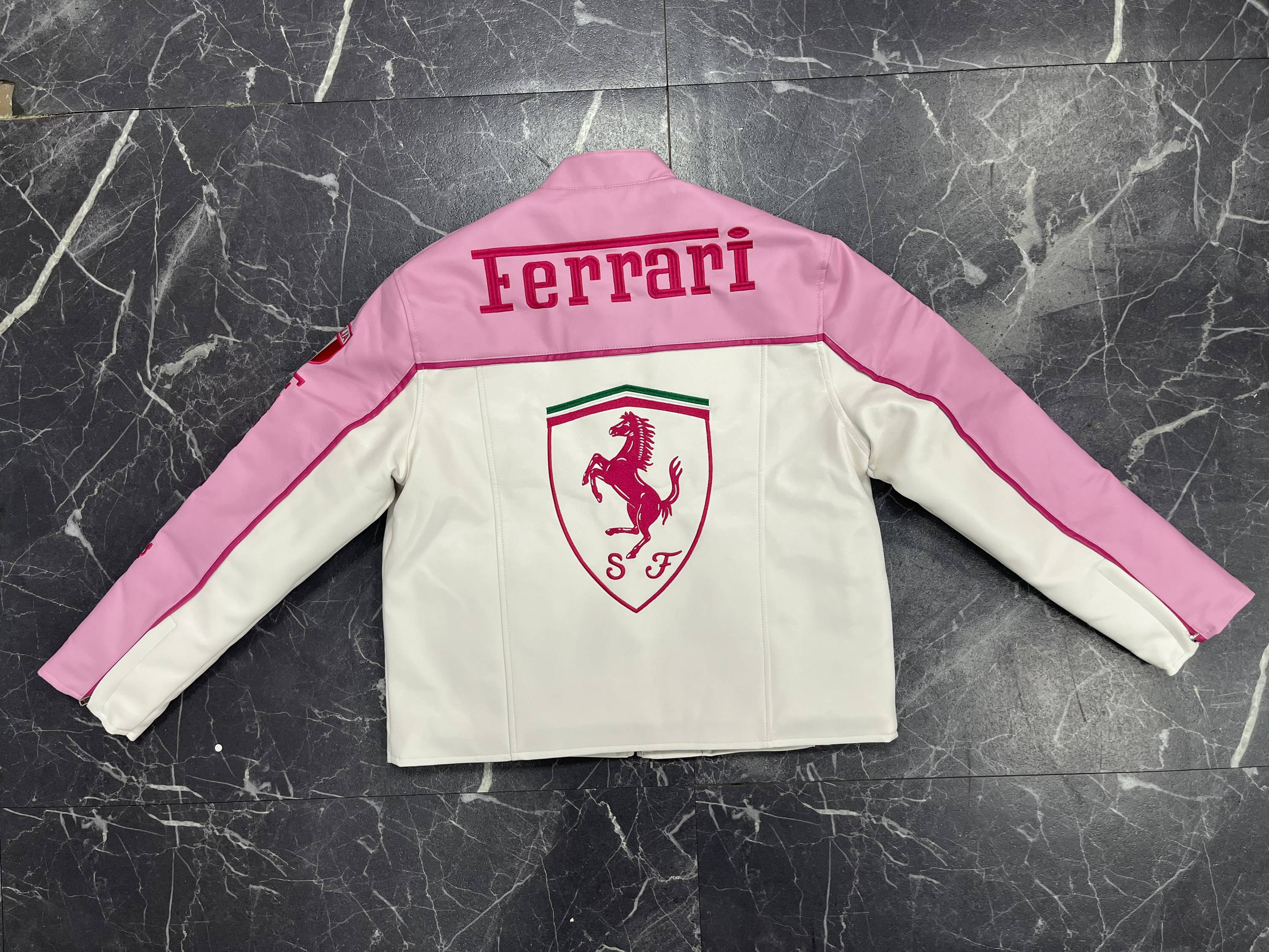 Pink Leather Vintage Ferrari Jacket F1