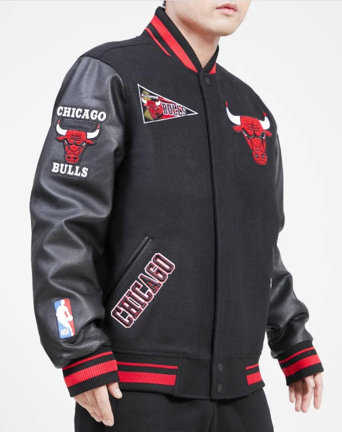 Off White Red Chicago Bulls Varsity Heavy Jacket