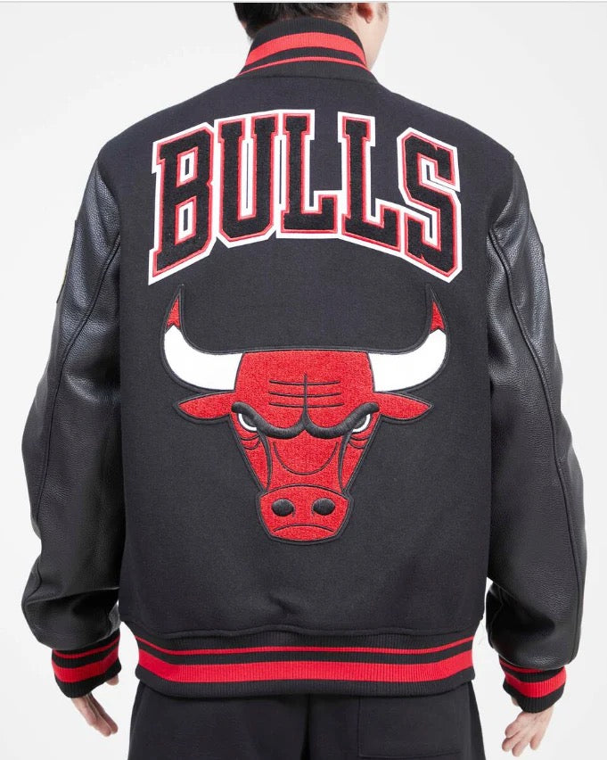 Off White Red Chicago Bulls Varsity Heavy Jacket