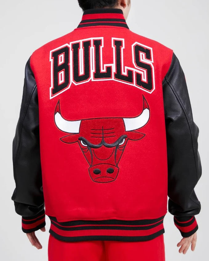 Off White Red Chicago Bulls Varsity Heavy Jacket