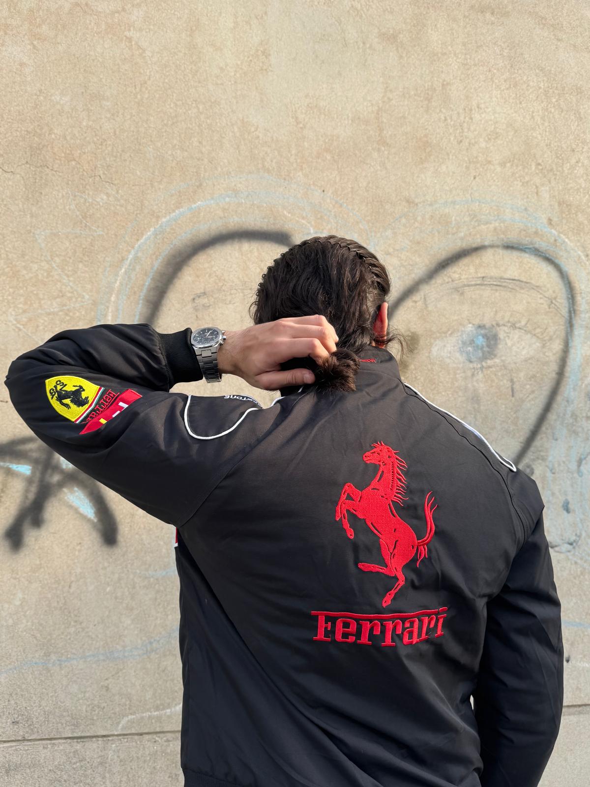 Black Ferrari Premium F1 Racing Team Jacket – Scuderia Motorsports Zip-Up Coat