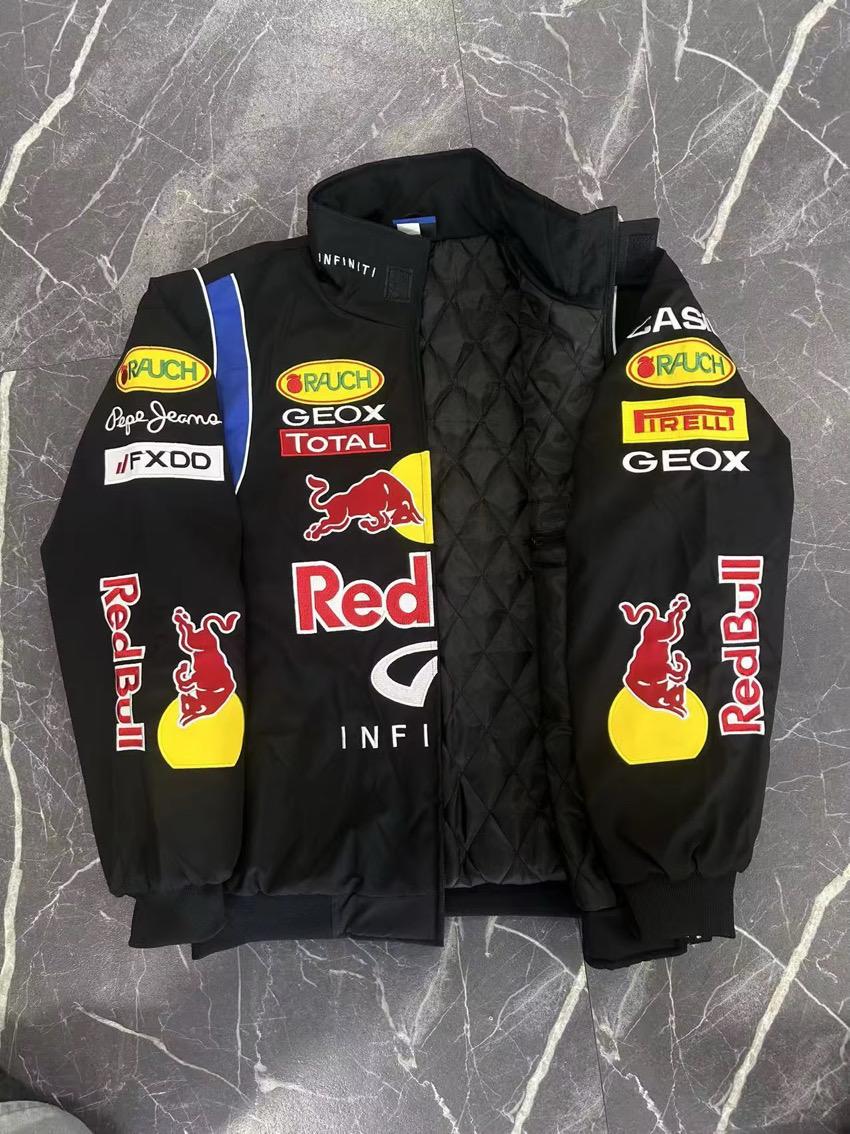 Red Bull F1 racing jacket – worn shot back