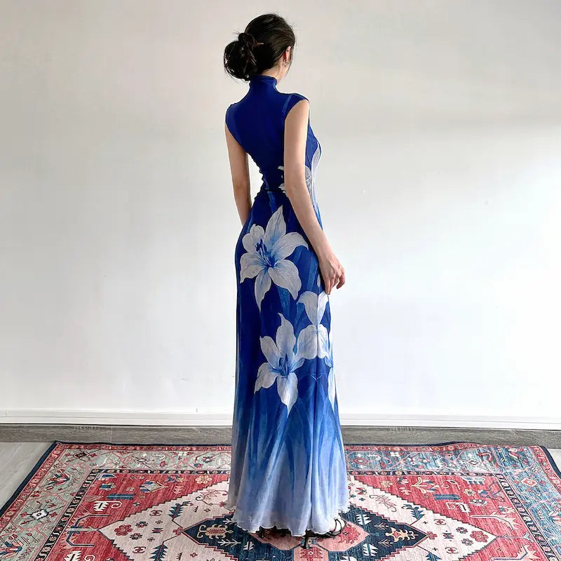 New Chinese Style Floral Print Dress