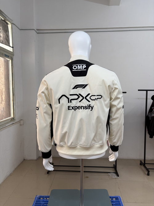 Brad Pitt F1 Movie 2025 APXGP  Racing Jacket – Black White Bomber Moto Style Biker Coat