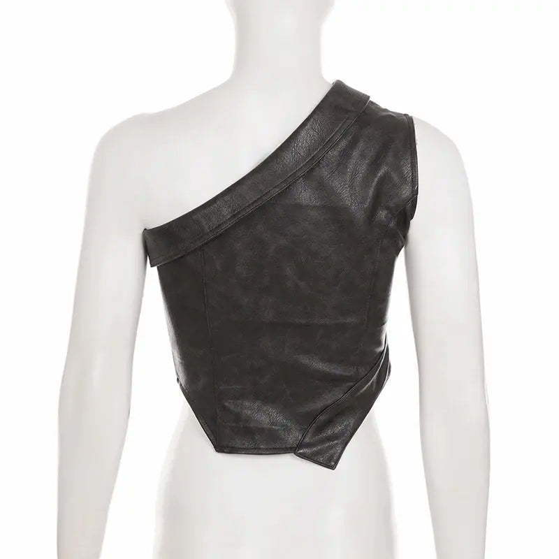 One Shoulder Street Style Sexy Biker Fashion