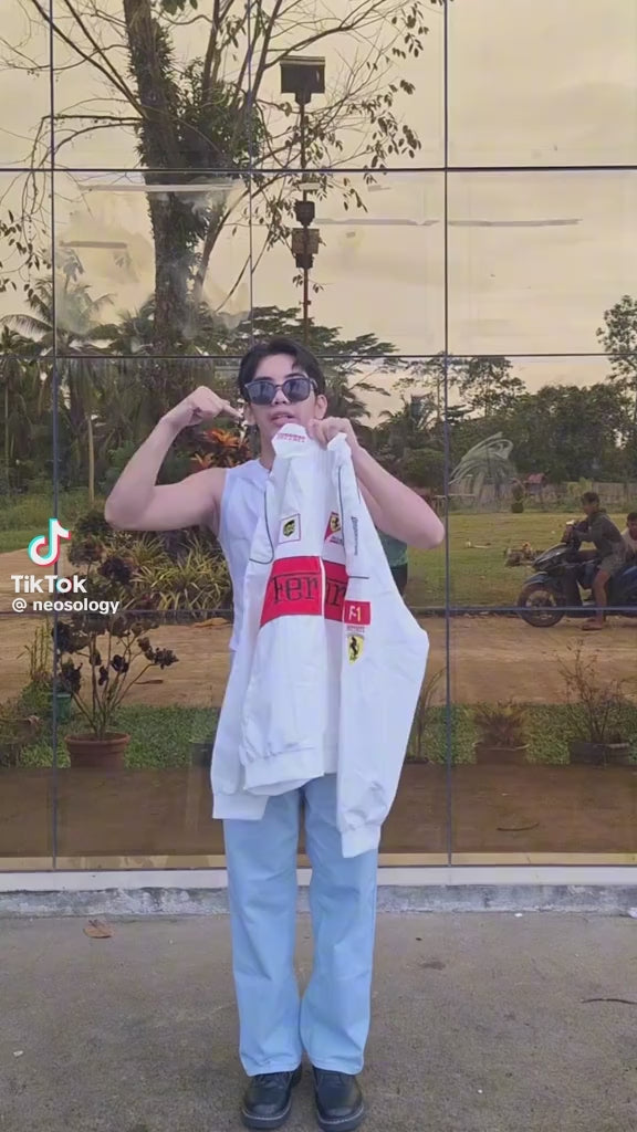 White Ferrari Premium F1 Racing Team Jacket – Scuderia Motorsports Zip-Up Coat